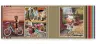 Retro-themed photobook featuring images of a woman with a vintage bicycle adorned with flowers. The layout includes multiple photos with a polka dot background and colourful striped borders. Ideal for personalised gifts, photo albums, and special occasions like birthdays or Christmas.