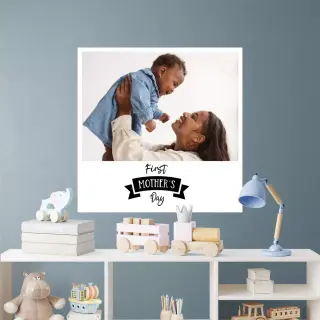 Adorable canvas print, hanging in a baby’s room. Printed with care through RapidStudio’s canvas printing specials, perfect for creating a cozy, personalised nursery.