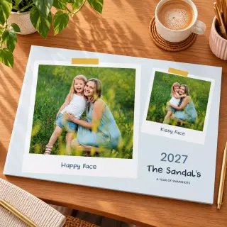 Close-up view of a personalised birthday calendar, featuring detailed entries and vibrant images for each birthday month, making it easy to remember and celebrate every special occasion."