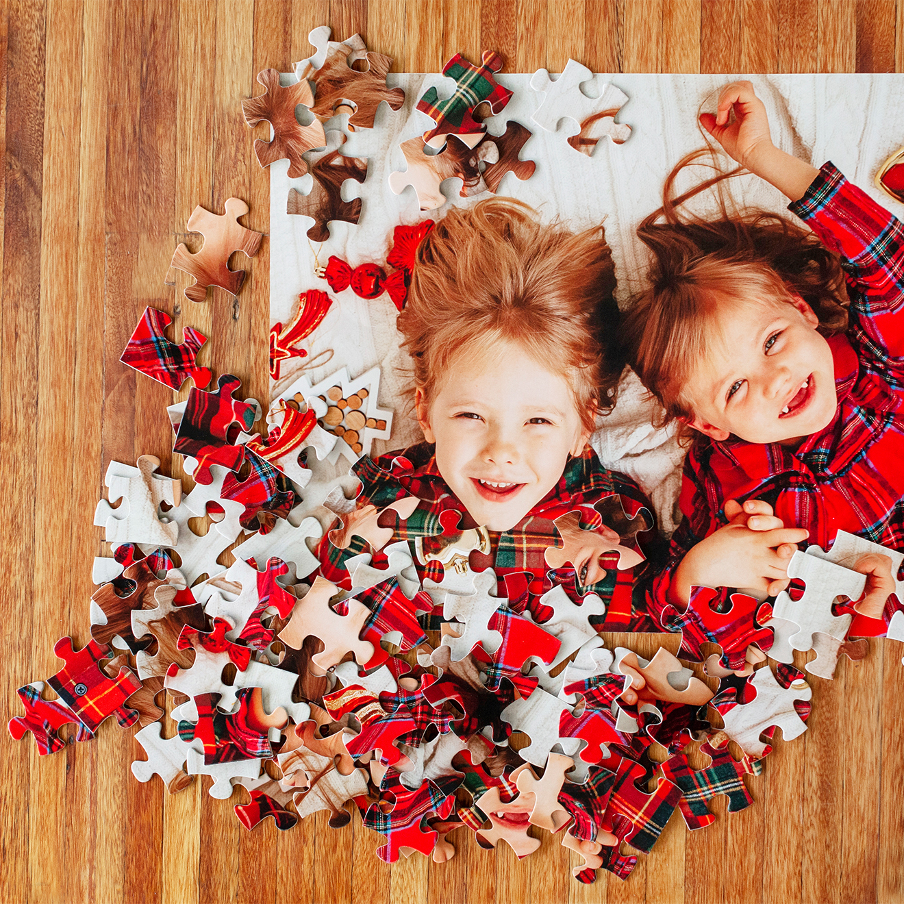 Christmas decoration featuring a vibrant photo of kids dressed in festive Christmas outfits, adding a splash of joy and colour to your holiday decor.