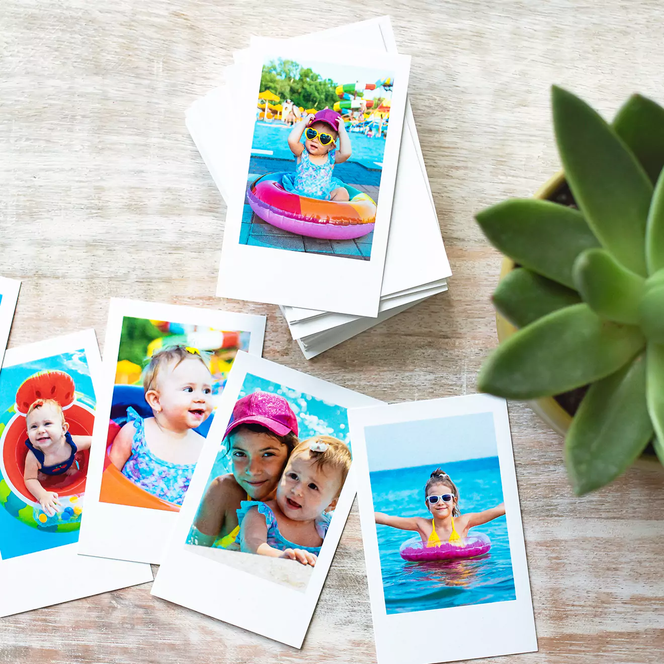 Mini print capturing cherished holiday family memories, customisable with a Polaroid-style border for heartfelt captions or uniform white edges, printed on high-quality silk paper for a lasting keepsake.