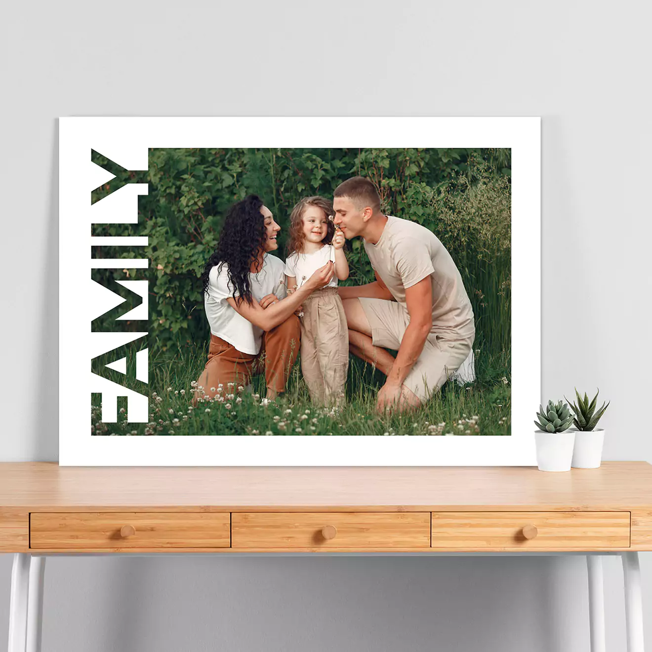 A stylish canvas displayed on a side table, part of a special mix-and-match offer where you get one free when you purchase multiple canvases. Perfect for customising your decor with RapidStudio’s special deals.