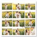 A personalised photo collage featuring twelve images of a family in a sunflower field. The collage showcases various moments of joy and affection, making it an ideal gift for special occasions such as Christmas, Valentine's Day, or a baby shower. Perfect for creating lasting memories in a stylish photo album.