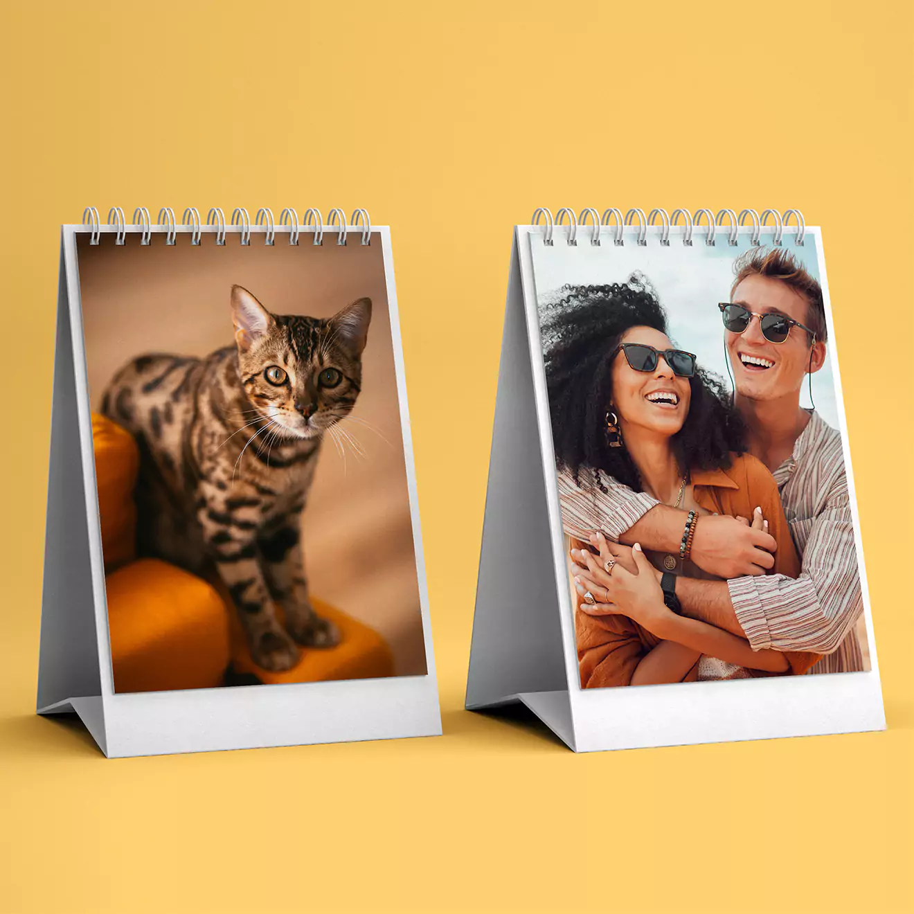 Personalised photo flipbook with a spiral binding, featuring a cover photo of a couple in a sunflower field and the text 'Let's Make more Memories' at the bottom. Ideal for gifts for men, baby shower gift ideas, Christmas gifts, and Valentine's Day gift ideas.