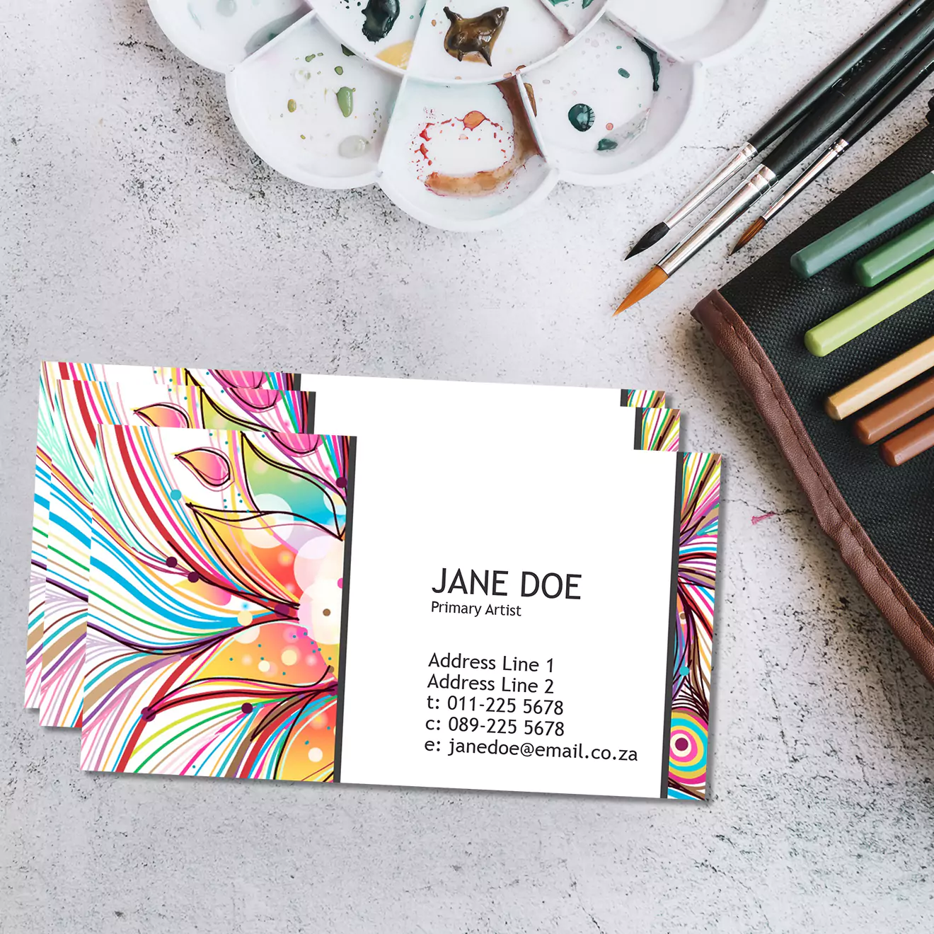 Image of personalised business cards from RapidStudio, featuring custom designs and details to make a professional and memorable impression.