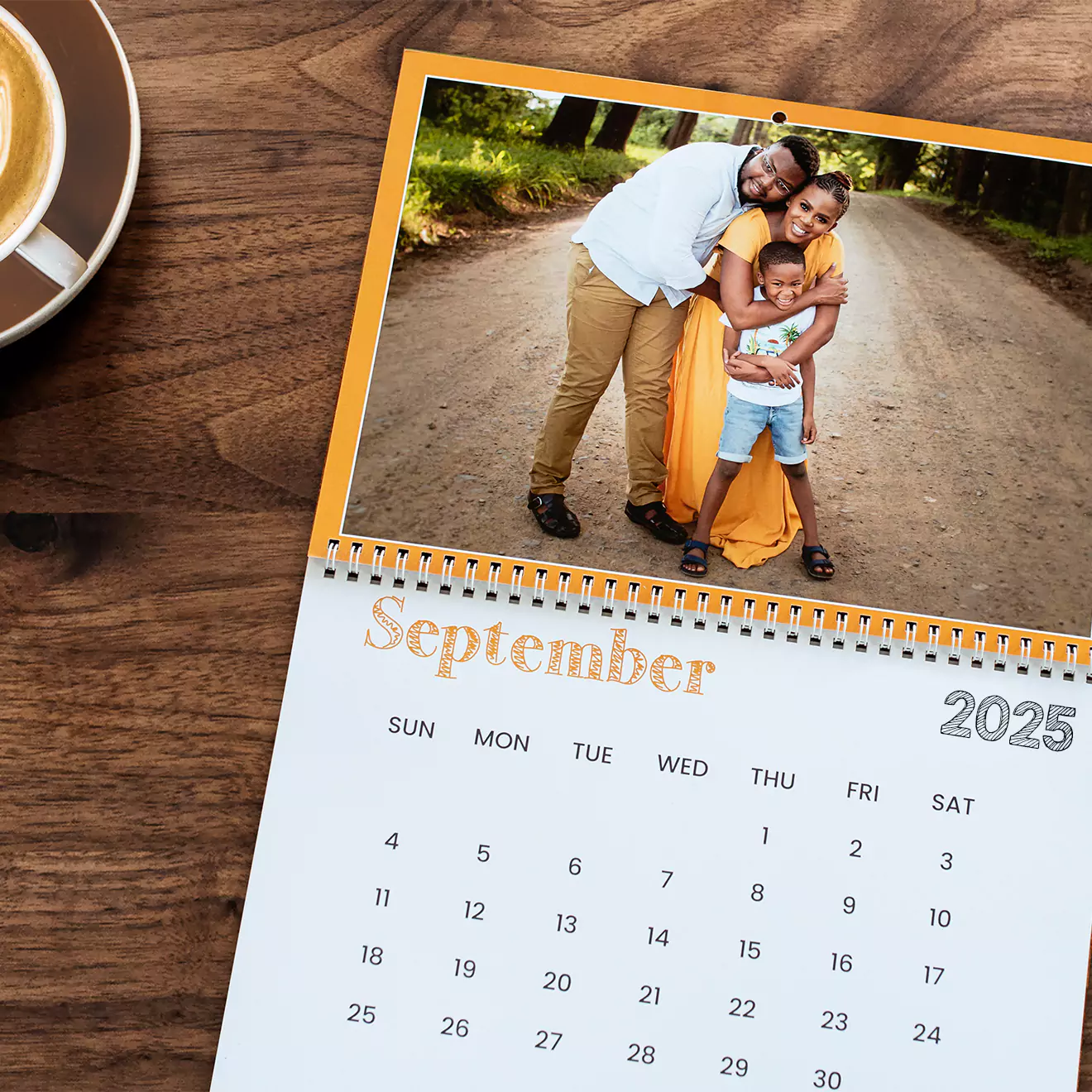 Image of a personalised calendar from RapidStudio, showcasing custom photos for each month, perfect for keeping cherished memories in view all year round.