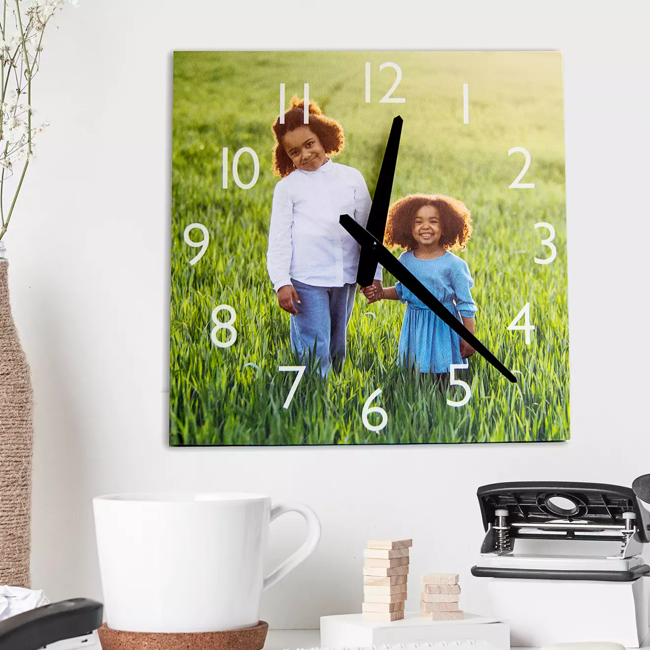 Image of a stylish canvas clock from our Canvas Clock Collection, combining art with functionality, ideal for adding a decorative yet practical touch to any living space.