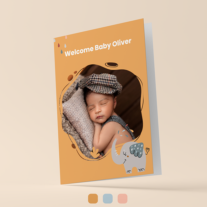 Print your own Baby shower announcement card online with RapidStudio 