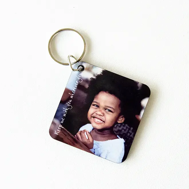 Create your own RapidStudio personalised photo keyring gift online 