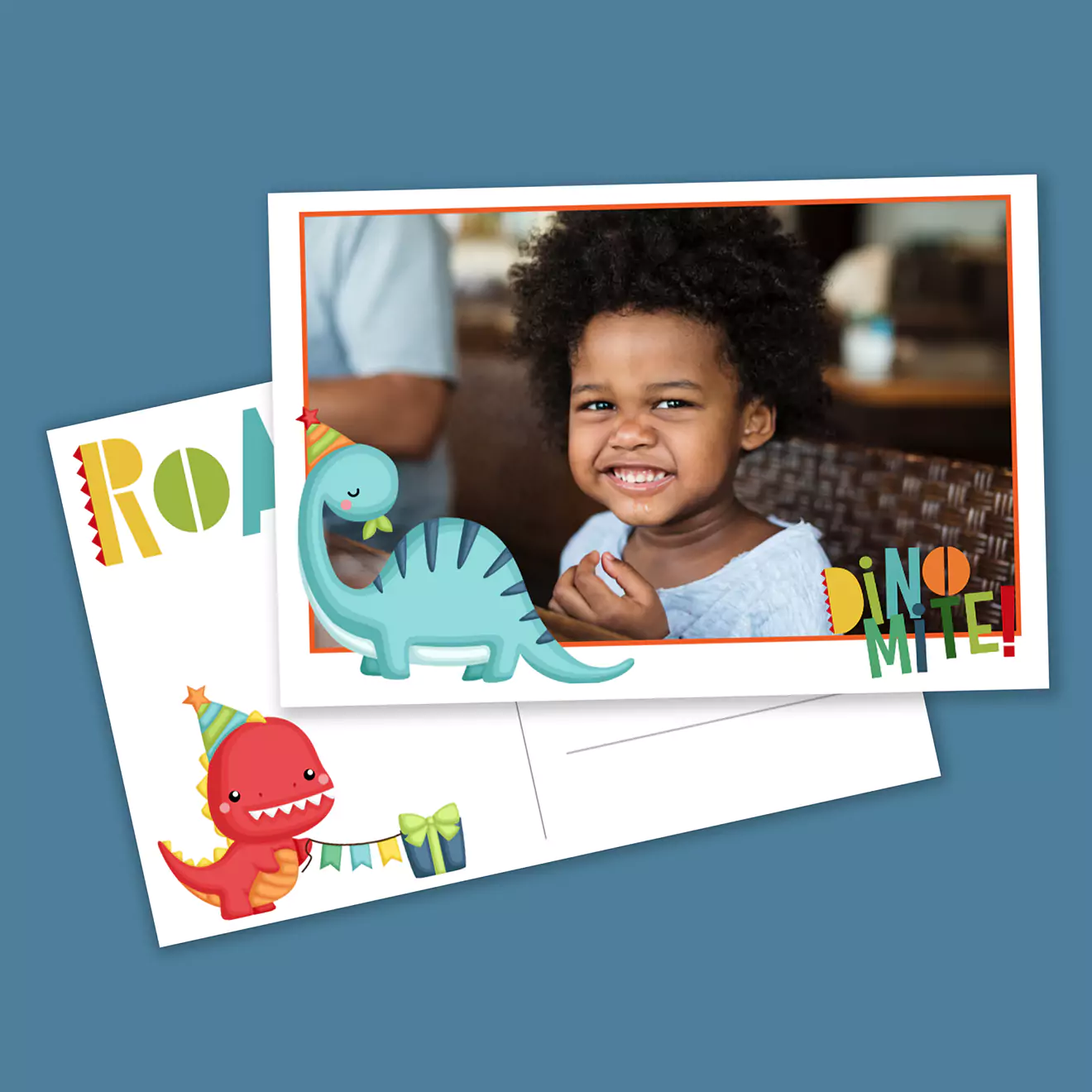 Image of a postcard featuring a printed photo of a cute child, ideal for sending special greetings or announcements, adding a personal touch to sharing joyful moments with family and friends.