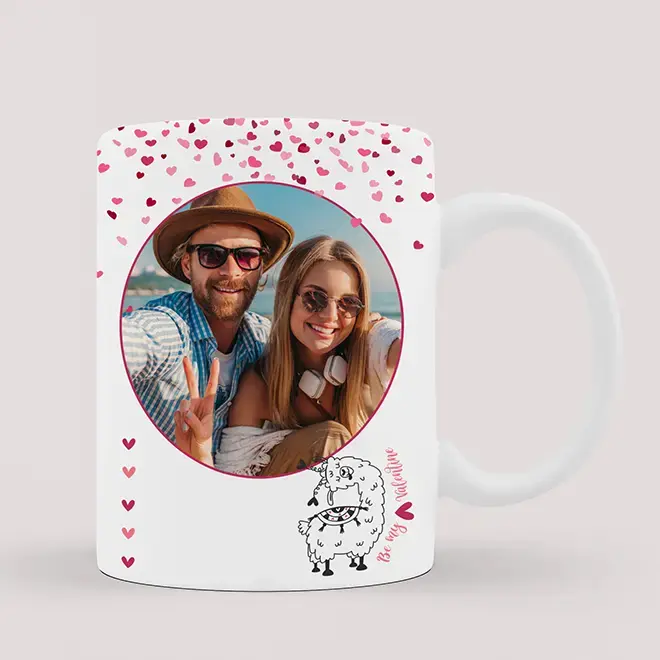 Print your own personalised photo mug online with Rapidstudio love llama template