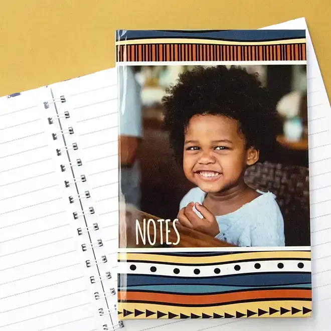 Create your own A5 hard cover wiro bound personalised photo notebook gift online with Rapidstudio 