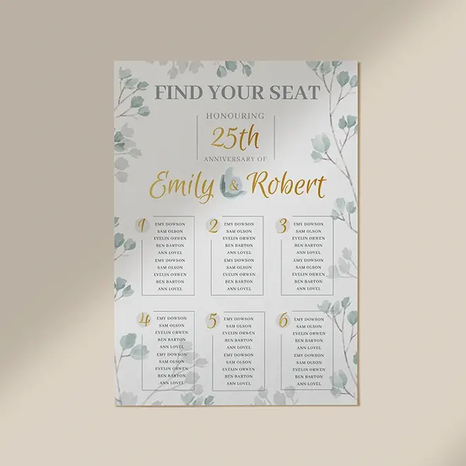 Print your wedding seating posters online with RapidStudio