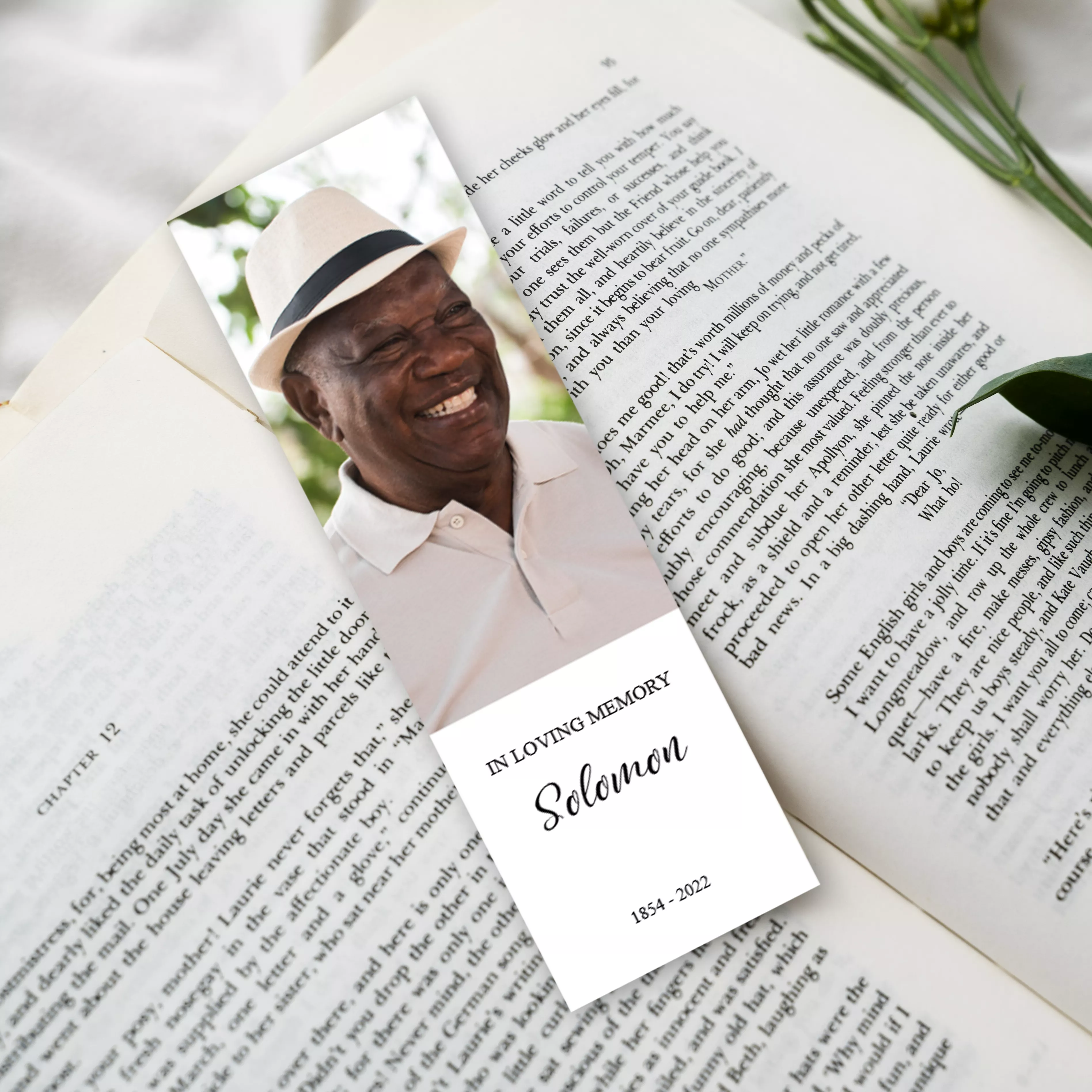 Image of an 'Elegant Memories' bookmark, elegantly styled with sophisticated details, providing a lasting reminder of a loved one’s enduring spirit.