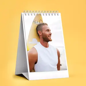 Image of a A5 'PhotoFlipper', a personalised photo display with a picture of a young man, perfect for showcasing cherished memories in a novel and interactive format, ideal for gifting on special occasions.