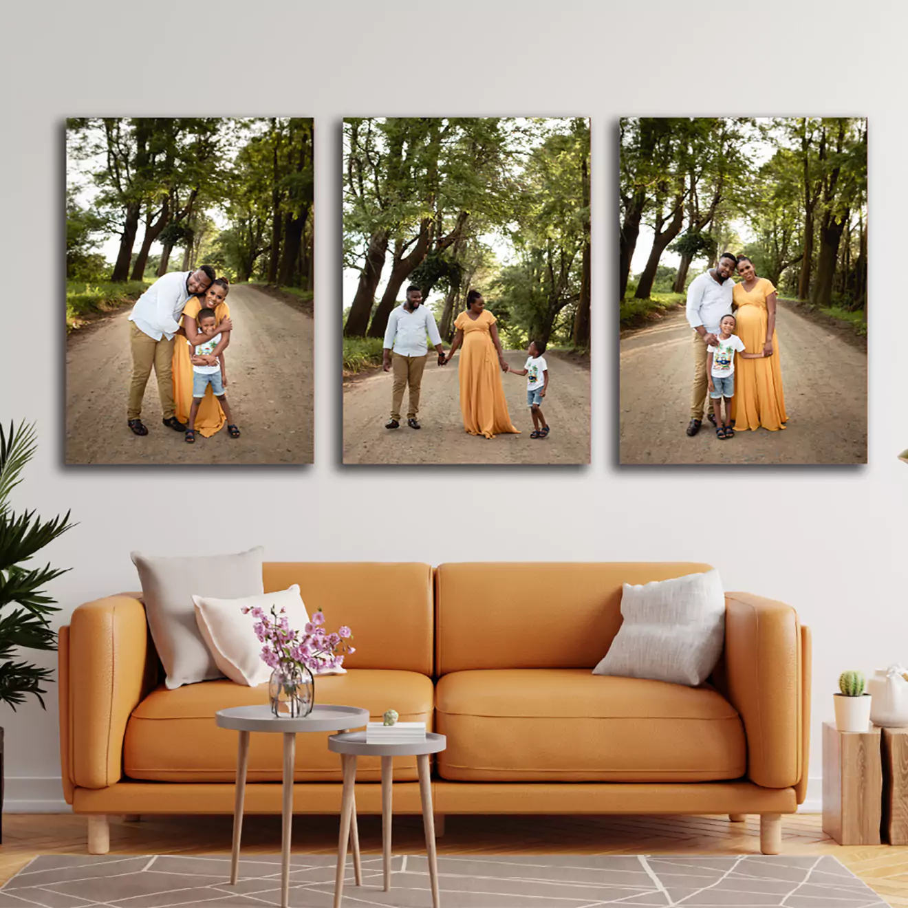 Affordable A1 canvas set featuring a young family enjoying time together, perfect for adding a personal touch to your home décor. Shop now for budget-friendly quality in South Africa.