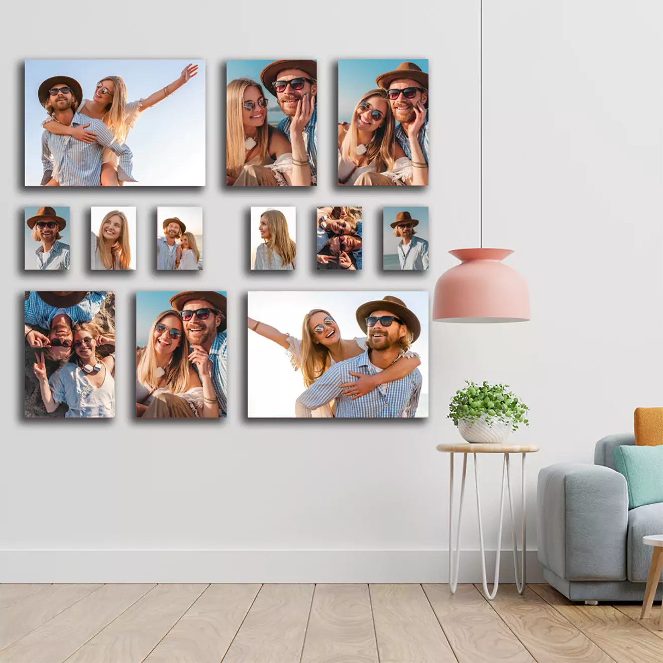 Twelve-piece canvas set capturing intimate moments of a couple embracing, perfect for creating a romantic ambiance in your home. Available at an affordable price for South African customers.