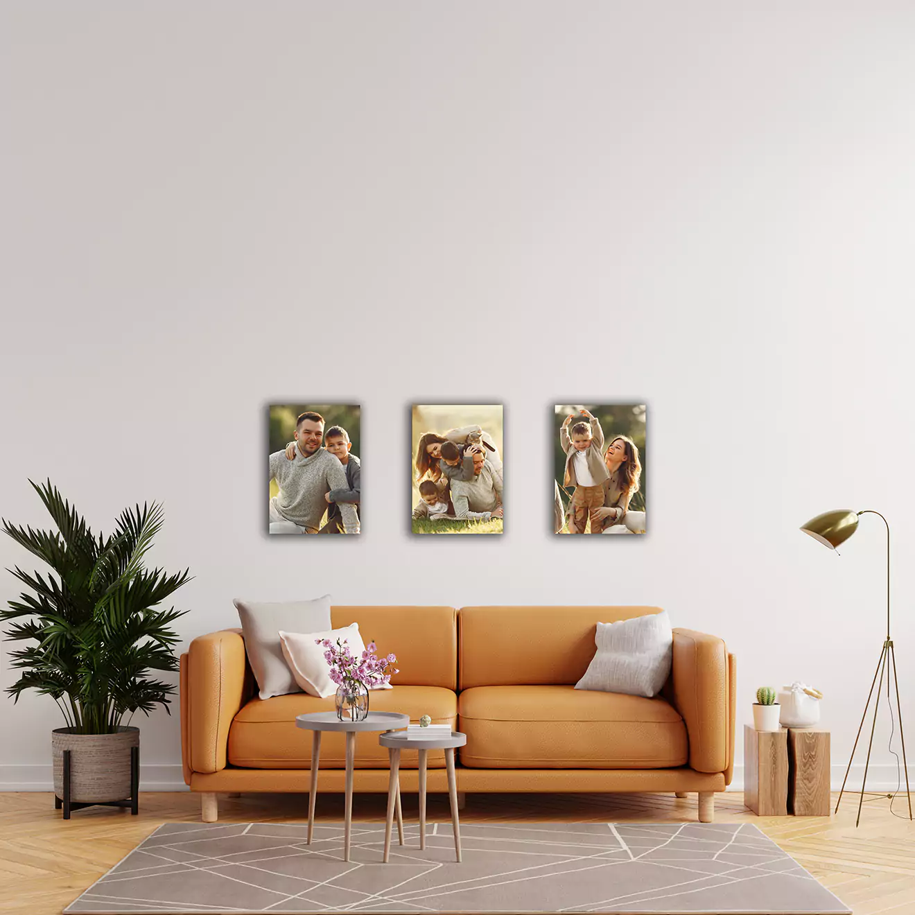 Economical personalised canvas trio set of A3 canvases, designed to bring your cherished photos to life across three panels. This budget-friendly package offers a seamless visual flow, making it the smart choice for adding personalised art to your space without compromising on quality or style.