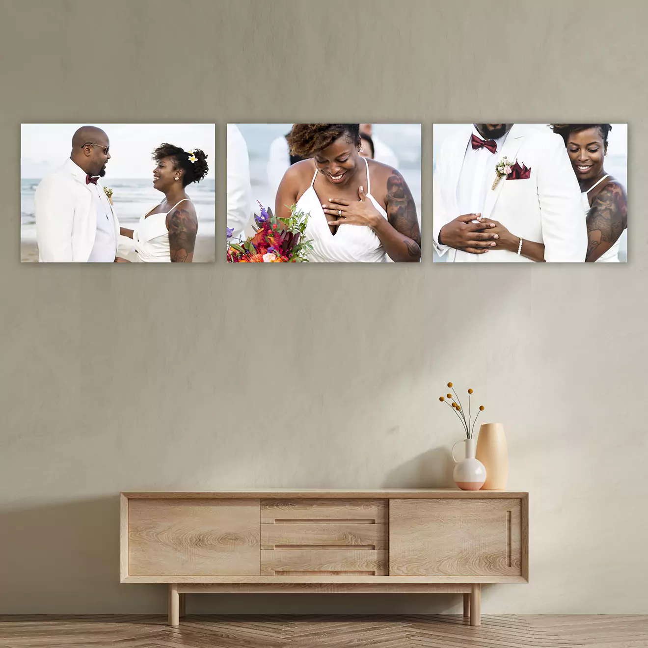 Affordable personalised triple canvas set of A4 canvases, enabling you to showcase your most loved images or designs in a series of three coordinated pieces. This set is your go-to option for cost-effective home decor, combining quality craftsmanship with the convenience of customisation, all at an unbeatable price.