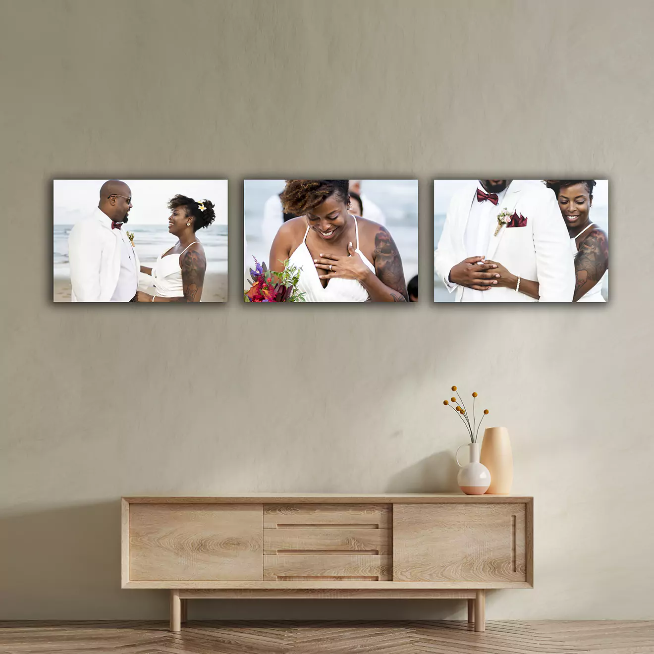 Affordable personalised triple canvas set of A4 canvases, enabling you to showcase your most loved images or designs in a series of three coordinated pieces. This set is your go-to option for cost-effective home decor, combining quality craftsmanship with the convenience of customisation, all at an unbeatable price.