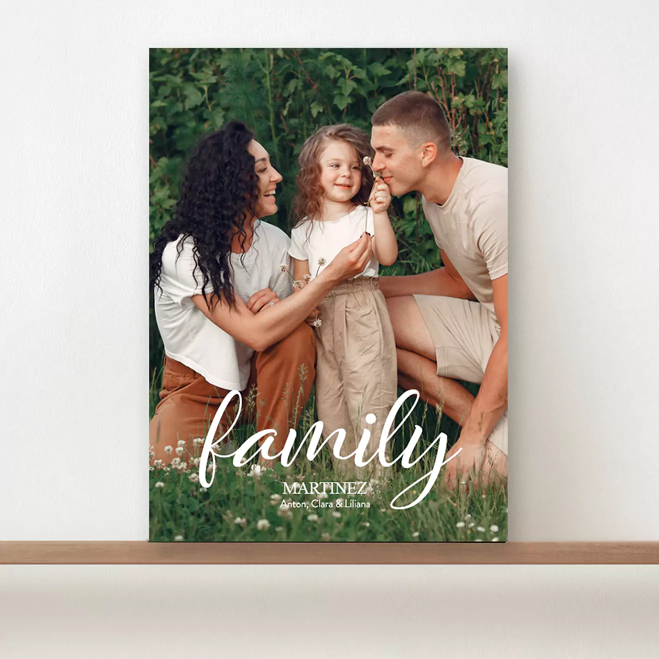 Family Cursive personalised A3 canvas collage, showcasing your family photos within a layout accented by elegant, cursive script that adds a personal and artistic touch, celebrating the beauty of familial bonds.