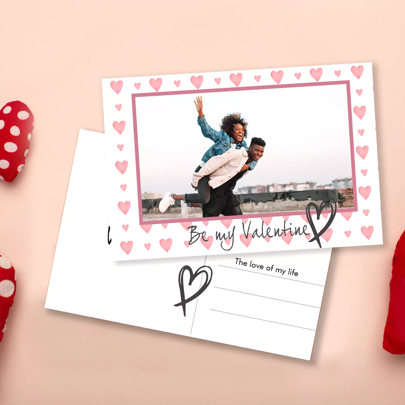 A4 "Love" personalised post card, artistically designed to celebrate the essence of love through a heartfelt compilation of cherished moments, adorned with romantic motifs and tender visuals. A romantic gift for your Valentine