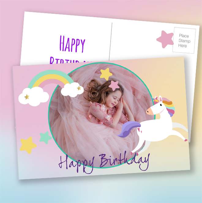 Enter a world of enchantment with RapidStudio's Unicorn Greetings card, where whimsical unicorns bring magic and joy to your special messages. Size: postcard