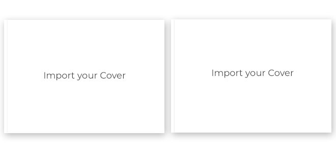 Blank photobook cover template with the text ''Import your Cover'' displayed on a plain white background. Ideal for customising and personalising photo albums, making it a perfect gift idea for various occasions such as birthdays, Christmas, baby showers, and Valentine''s Day.