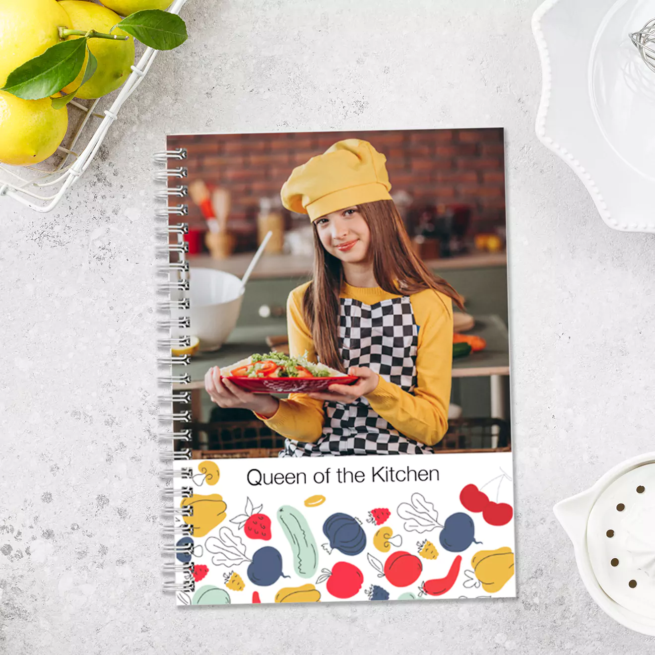 Recipe-themed personalised A5 soft cover notebook, tailored for your culinary adventures, with custom sections to jot down your favourite recipes, cooking tips, and food memories. Perfect for chefs, home cooks, or anyone passionate about food and cooking.