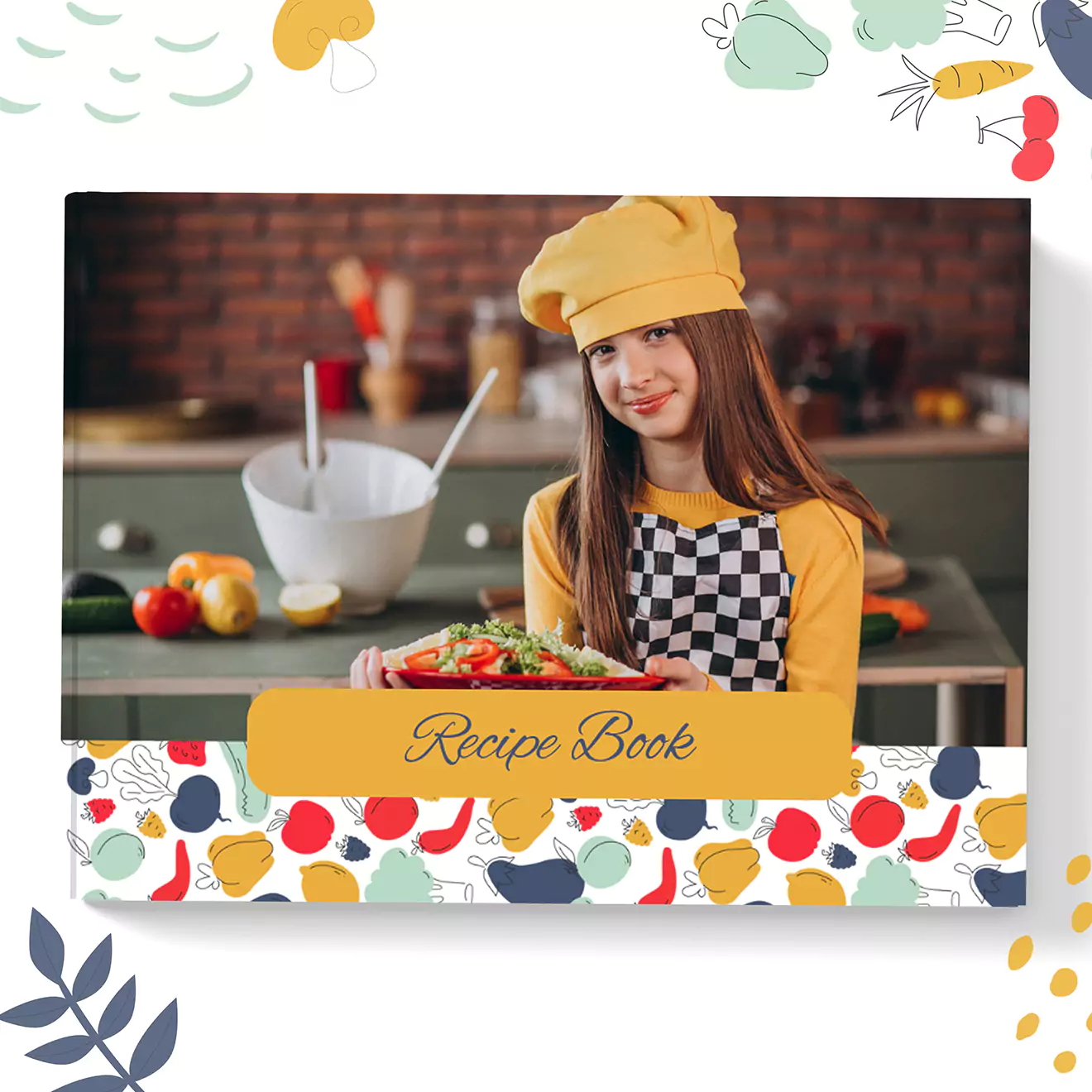 Cook Book-themed personalised hardcover a4 photobook, showcasing your favourite recipes and culinary adventures, designed to pass down through generations as a cherished family heirloom.