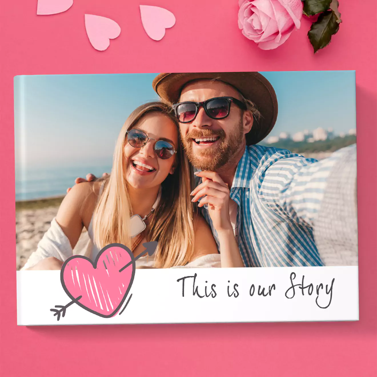 Love-themed personalised a4 hardcover photobook, beautifully crafted to celebrate the journey of love and companionship, with each page unfolding the heartfelt moments shared together.