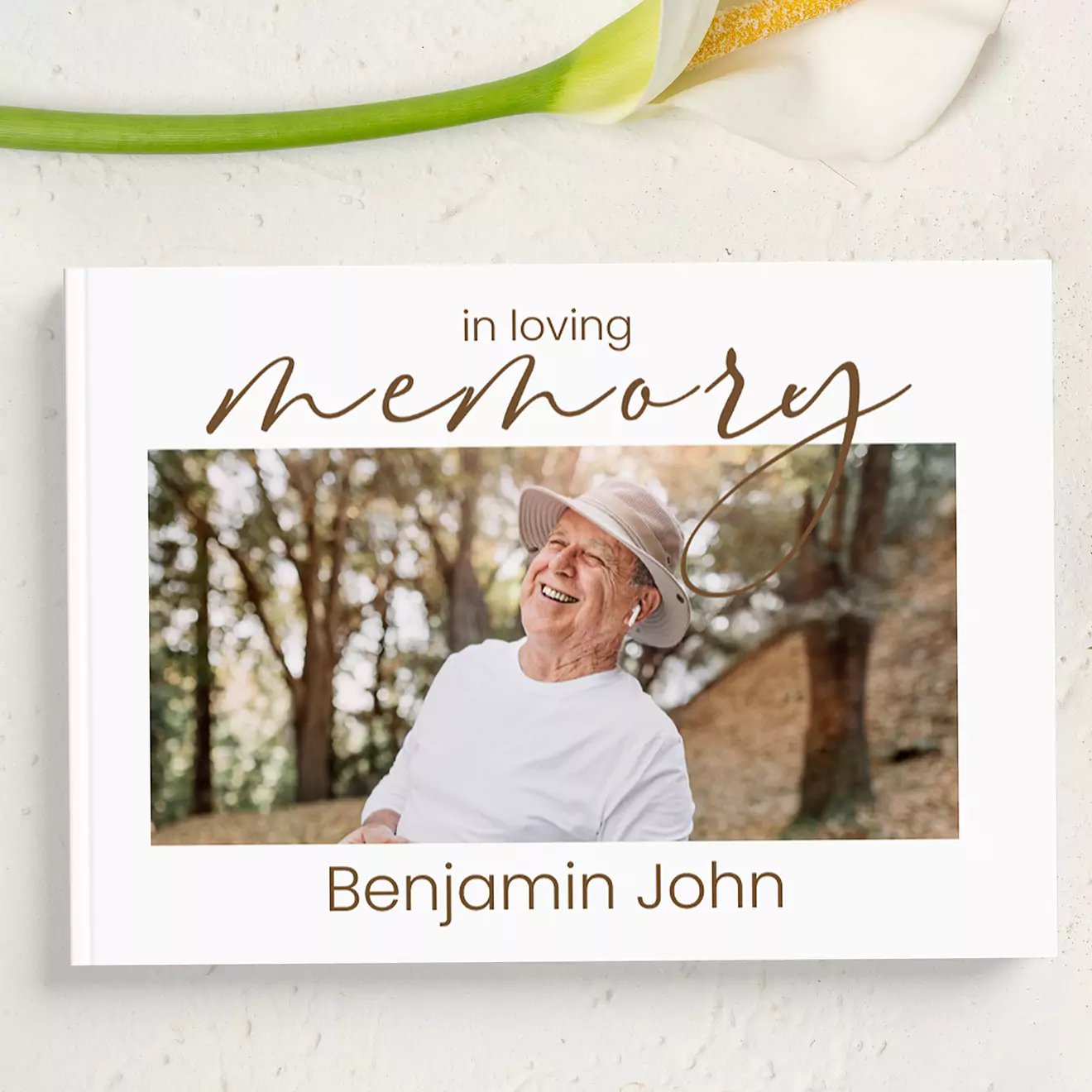 In Loving Memory personalised hardcover a4 photobook, thoughtfully crafted to honour and remember the cherished moments of a beloved family member or friend, creating a lasting tribute.