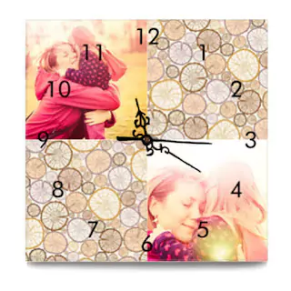 Personalised canvas clock featuring a photo of a mom and child