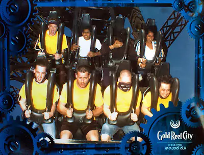 RapidStudio team riding a roller coaster together at Gold Reef City during their team-building event