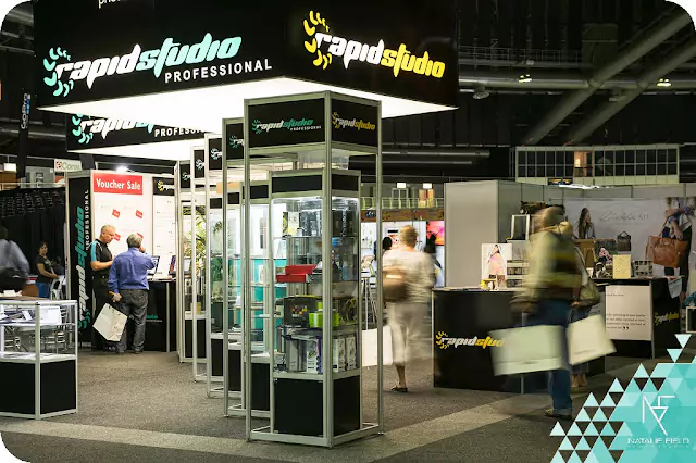 RapidStudio's stand at the Photo and Film Expo, displaying their photo books, canvases and more