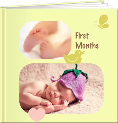 First month's baby photo book, capturing precious moments of a newborn's early days