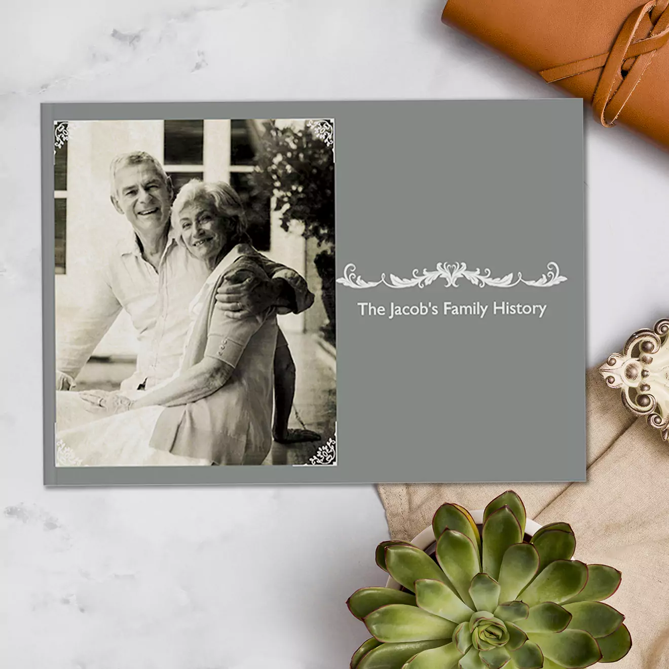 Heritage photo book with an old-style design, capturing timeless family memories