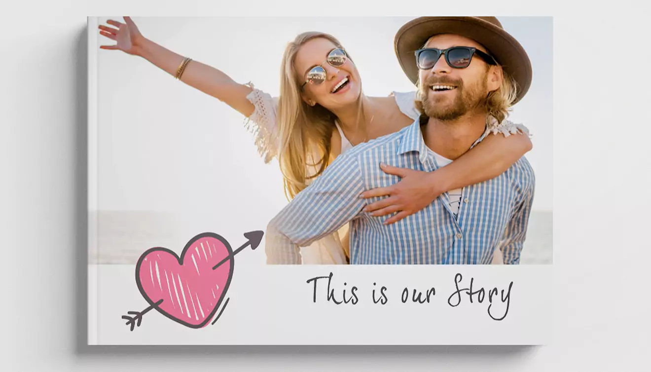 "This Is Our Love Story" photo book, showcasing a couple's journey and treasured memories together - banner