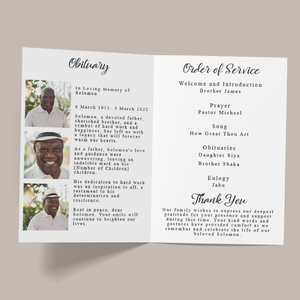 Funeral service A5 printable card online with RapidStudio