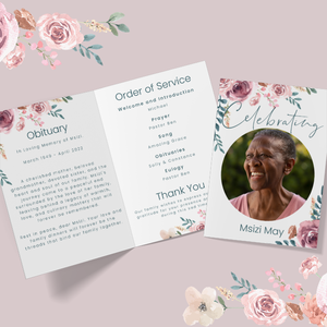 Funeral service A5 printable online with RapidStudio